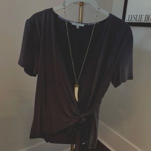 Gray wrap top